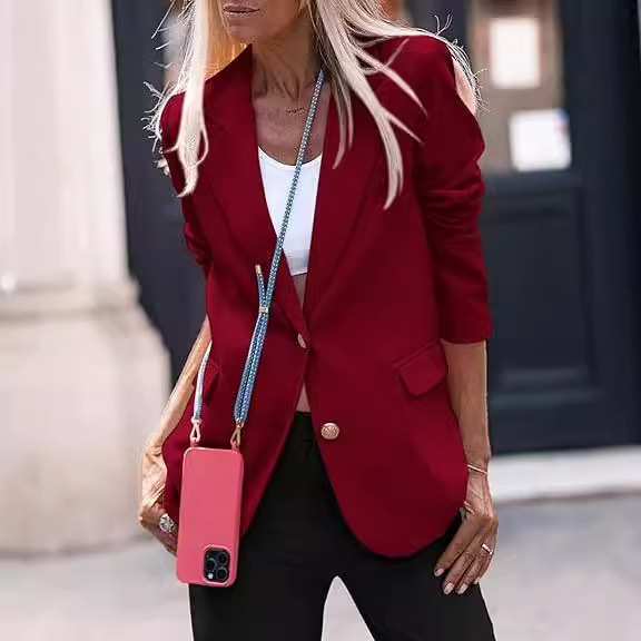 Women's Clothing 2024 Hot Sale Autumn and Winter Casual Fashion Slim Solid Color Suit Jacket Women's Wear_voghion.com