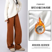 2025秋冬裤子女款抽绳华棉女裤柔软舒适阔腿高腰休闲风加绒裤子TM