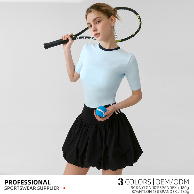 Verano nuevo estilo traje de uniforme de tenis mujer falda de botones de flores anti-luz golf bádminton ropa deportiva de fitness de manga corta