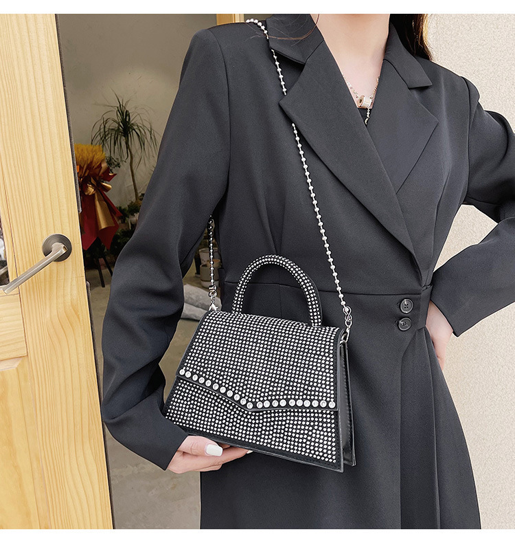 Women's Bright Diamond Small Square Handle Bag Fashion Crossbody_voghion.com