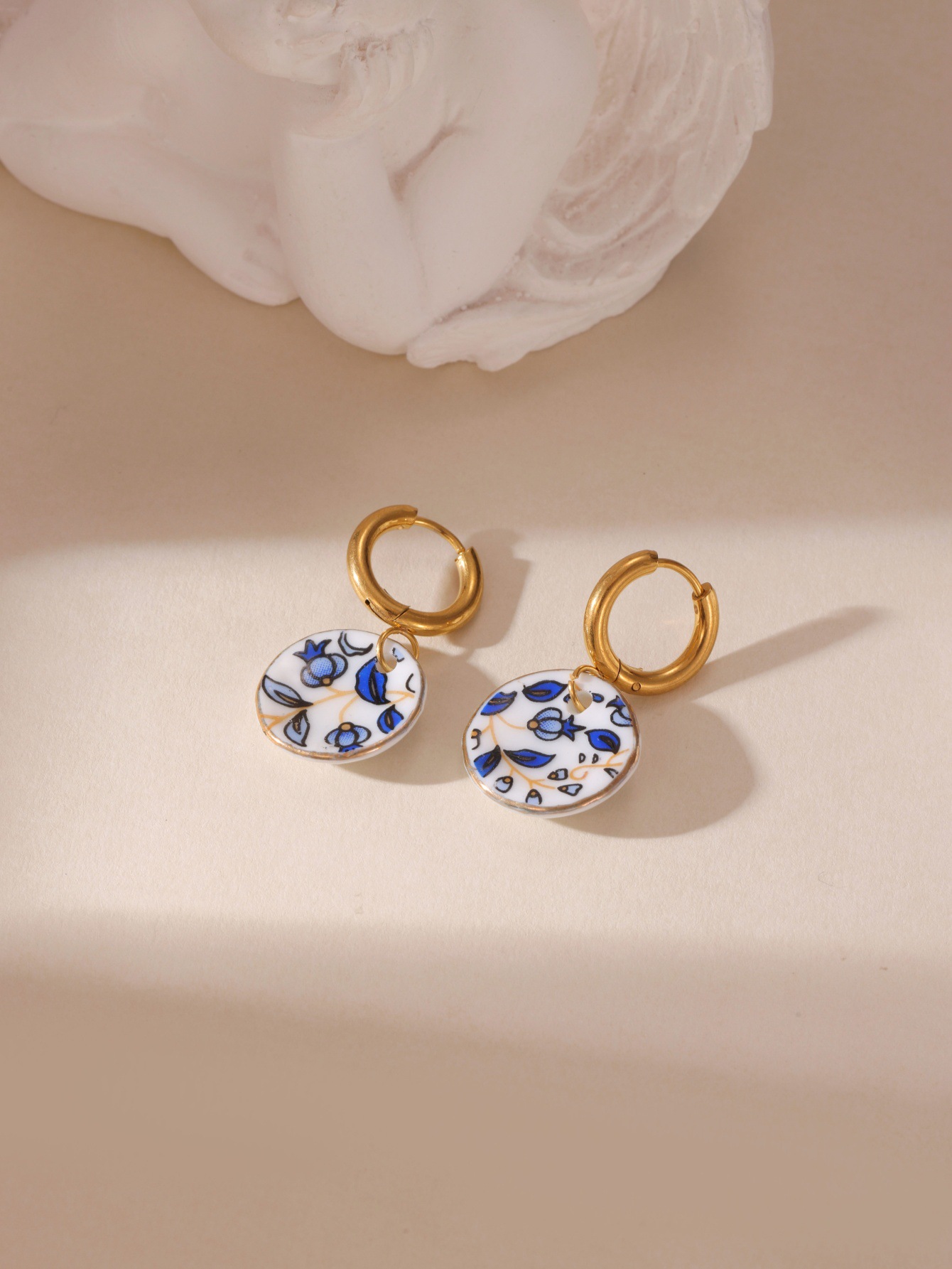 304 Stainless Steel Ear Needle Material Drop Earrings Classification 1 Pair Chinoiserie Classic Style Kettle Plate Teacup 304 Stainless Steel Ceramics Drop Earrings