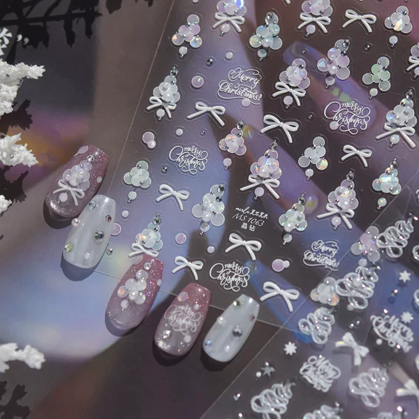 tomoni&Don't Miss Out: New Crystal Nail Art Stickers, Winter Dreamy Glitter Nail Decals, Christmas Tree Ornament Stickers