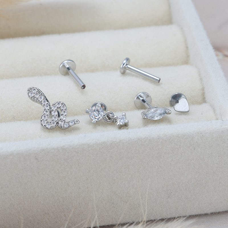 Labret piercing jewelry detail image