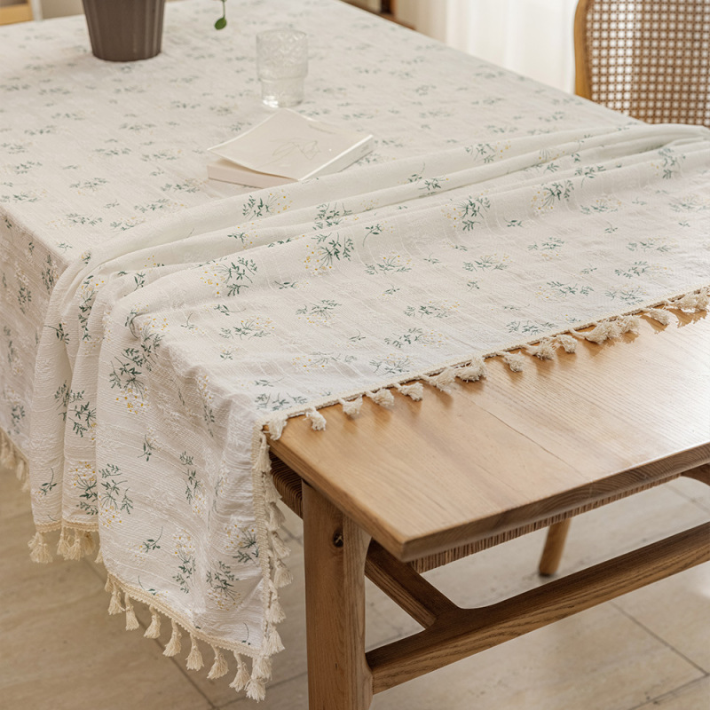 Ins Style Lilac Flower Floral Tablecloth Photograph Pastoral Cotton Leprosy Fabric Desk Decoration Dormitory Small Fresh Tablecloth