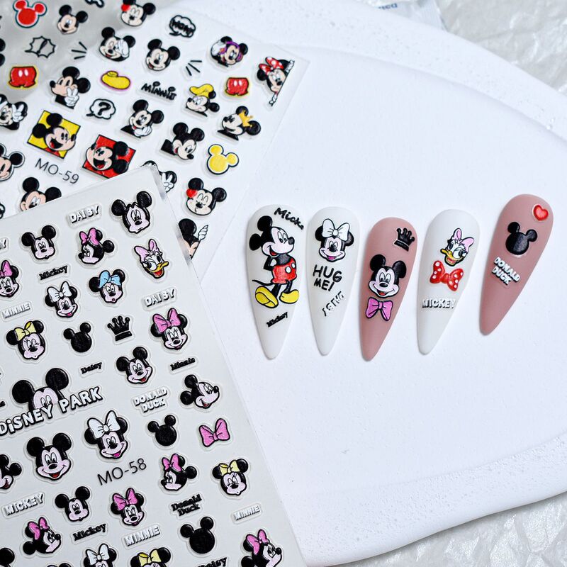 Cyber Celebrant Nail Art Mickey Mouse Minnie 5D Embossed Cute Cartoon Children Girl Nail Sticker Decal Jewelry