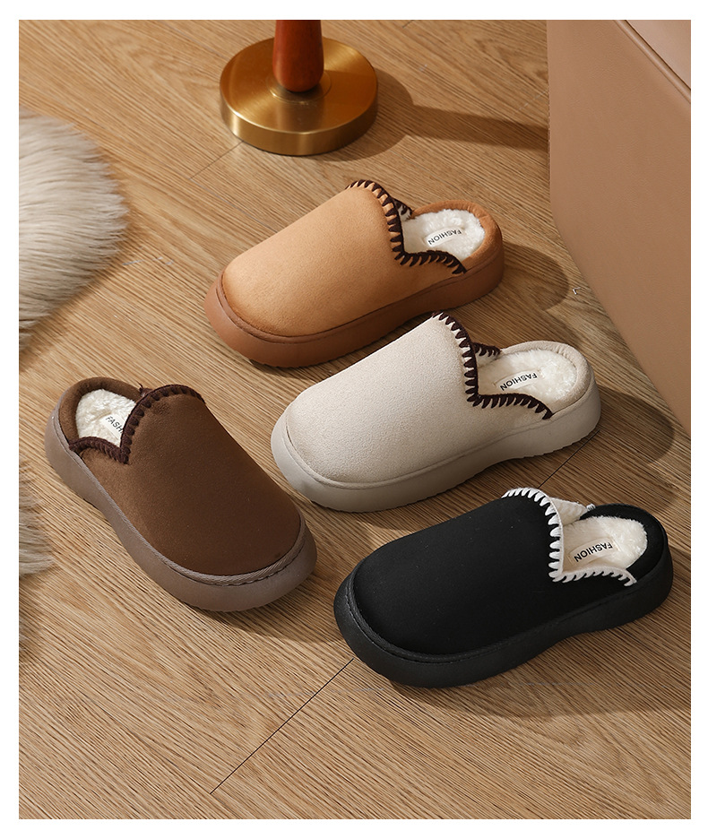 Autumn and winter home 4.0 thick slippers women's indoor and outdoor thick sole warm cotton slippers_voghion.com