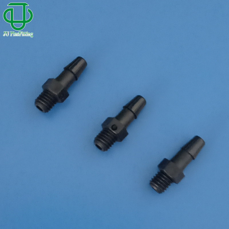 集优黑色PP-Nylon塑料10-32UNF螺纹外牙直通橡胶软管连接宝塔接头