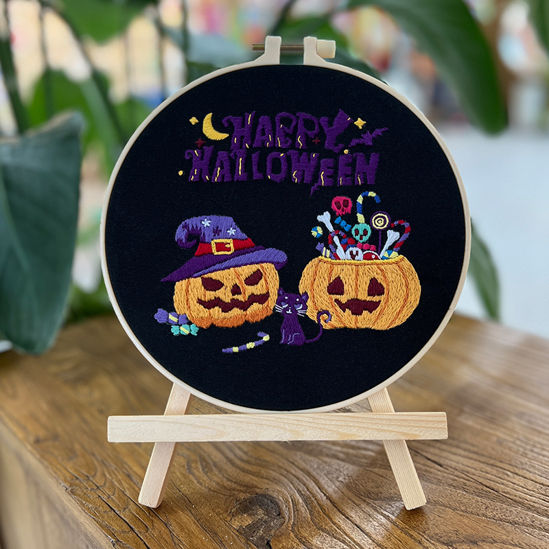 Lu Xiu bordado hecho a mano paquete de material DIY calabaza de Halloween colgando pintura regalo creativo de los niños transfronteriza Inglés pintura colgante