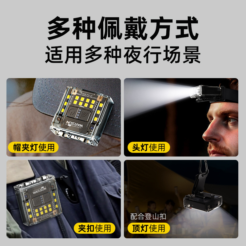 沃尔森夜钓头灯G7强光超亮充电超长续航钓鱼专用头戴式感应帽夹灯|undefined