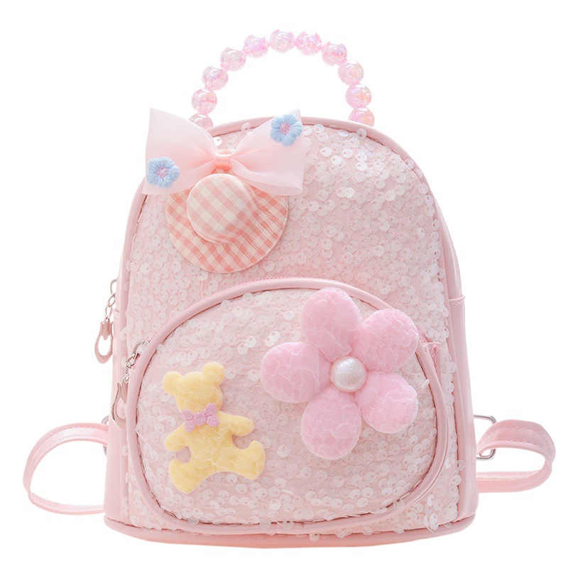 Kindergarten niños mochila lindo bebé pu lentejuelas Mochila pequeña princesa merienda bolsa pequeña mochila