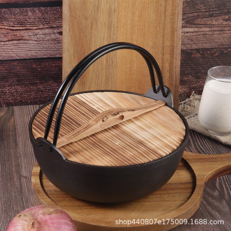 Cast Iron Stew Pot for Home Use, Non-Coated, Non-Stick, Suitable for Outdoor Camping, Hanging Pot, Soup Pot, Sukiyaki Pot, Healthy and High Temperature Resistant