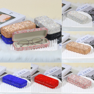 Cross-Border New Product Car-Mounted Diamond-Encrusted Glasses Case Storage Car Sunglasses Case Portable Storage Sunglasses Decoration