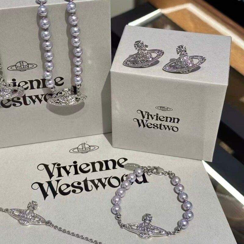 【High-end Version】Empress of the West replica three-dimensional cross Saturn pearl necklace for women, high-end version direct sale