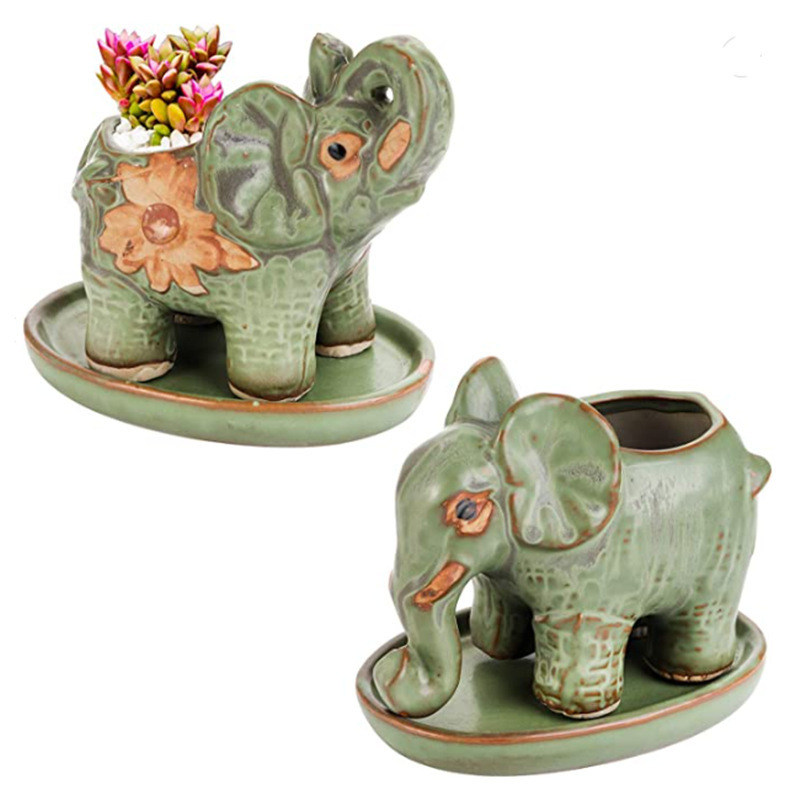 Simple outdoor cross-border gardening creative fleshy flowerpot cross-border elephant ceramic flowerpot desktop potted plant ornaments Simple outdoor cross-border gardening creative fleshy flowerpot cross-border elephant ceramic flowerpot desktop potted plant ornaments