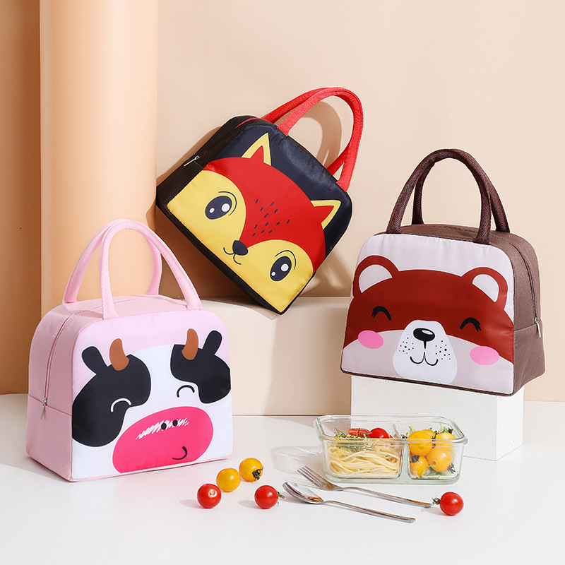 大きな顔のかわいい動物ランチボックスバッグ小学生ランチバッグお出かけランチバッグ小さなトートバッグ漫画ランチボックスバッグ|undefined