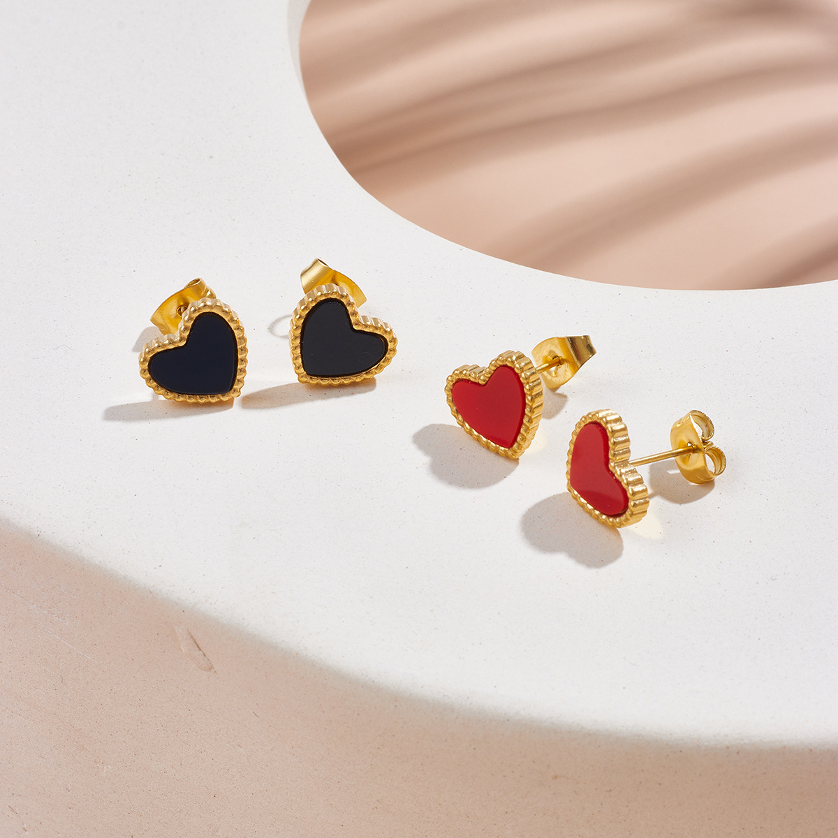 Ear Studs Classification 1 Pair Fashion Heart Shape Titanium Steel Plating Ear Studs