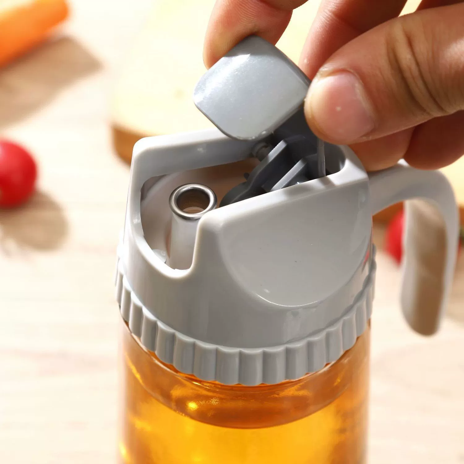 [Компенсация поврежденной упаковки] Автоматическое открытие и закрытие масляного бака Бытовая стеклянная бутылка для масла Герметичная и безмасляная Автоматическое открытие и укупорка Большой маленький размер