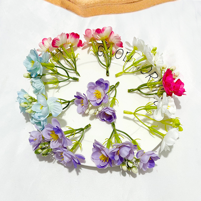 Simulación de flores de jazmín, ramo de flores, pinzas de cabello, guirlanda, accesorios, props de disparo, decoración de ventanas, boda fresca