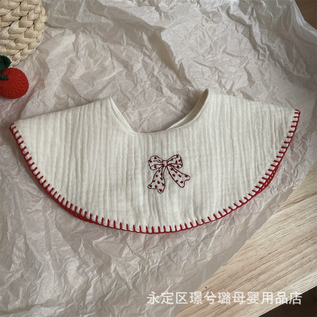 Хлопковый детский нагрудник с бантом для малыша, с вышивкой