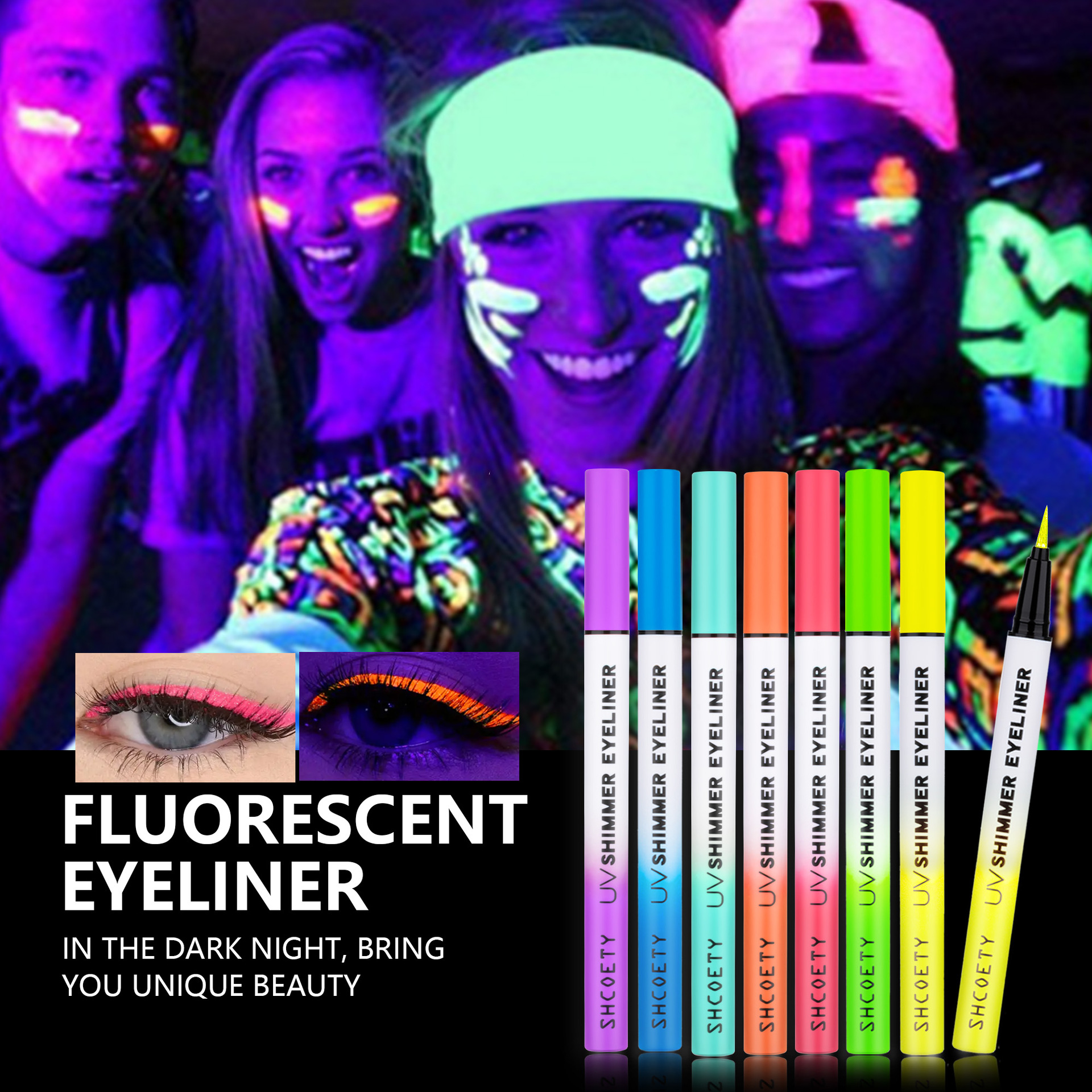 SHCOETY colored fluorescent pearlescent eyeliner Pen, fine sparkling eyeliner liquid pen, face painting, waterproof and sweat-proof undefined