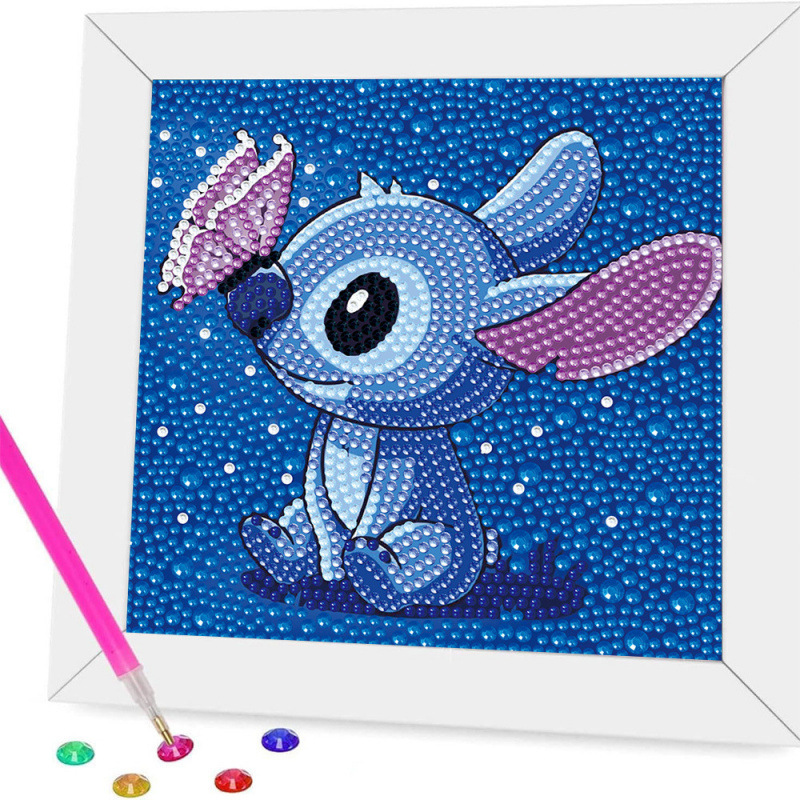 Pintura de diamantes enmarcada hecha a mano, superventas transfronteriza, de dibujos animados infantiles de la princesa Elsa, linda pintura de pegatinas de diamantes DIY