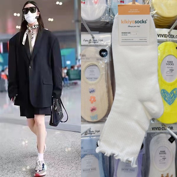 Korean-made socks kikiysocks solid color wooden ear sweet women's socks earth color autumn and winter mid-tube socks Korean-made socks kikiysocks solid color wooden ear sweet women's socks earth color autumn and winter mid-tube socks