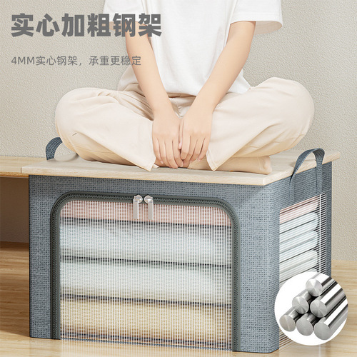 Clothes folding storage box 3 windows steel frame transparent storage box quilt toy wardrobe bagna box car moving