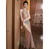 Sequin fishtail dress banquet style long host performance outfit spring