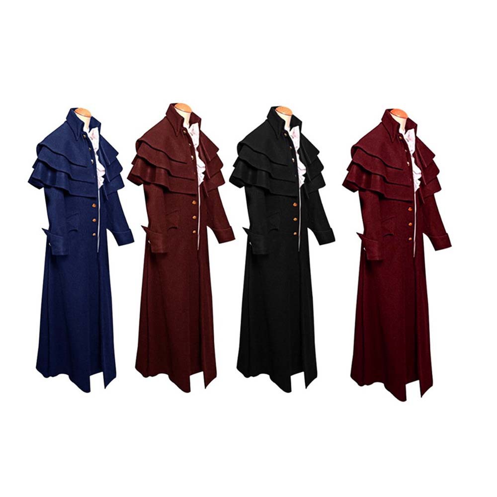 European and American Large Size Medieval Priest Costume Stand-Up Collar Buttoned Jacket Stage Costume Uniform European and American Fantasy