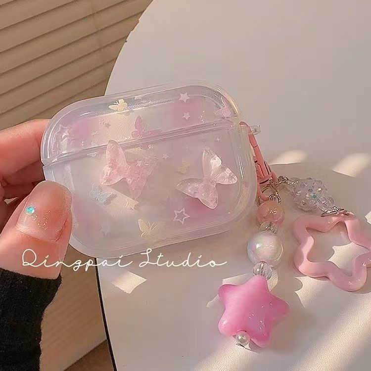 Funda Protectora con Mariposa 3D para AirPods Pro 2 y 3 TPU Blanda
