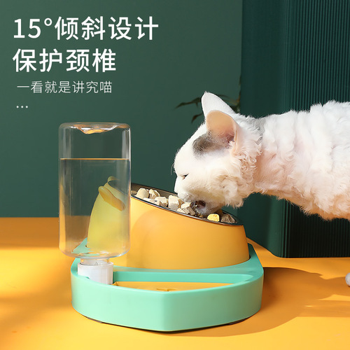 New fish-shaped three-in-one feeding water dispenser, non-wet mouth, automatic water refill, cat bowl, dog basin, water dispenser, dog bowl