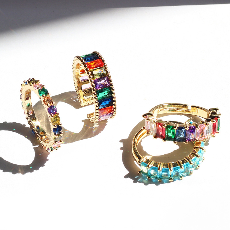 Simple Style Geometric Copper Open Ring Zircon Copper Rings