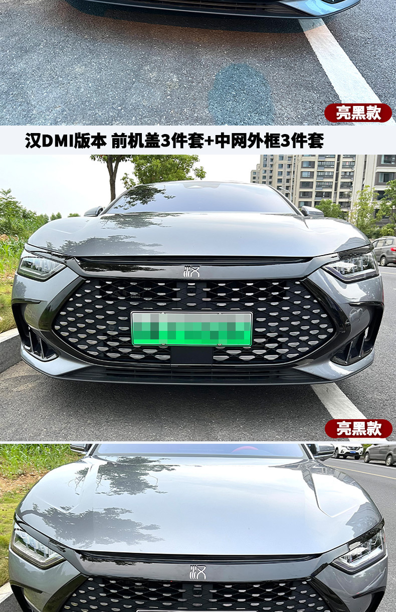 Black Warrior Grille Trim Front Hood Eyebrow Kit for BYD Han DMI
