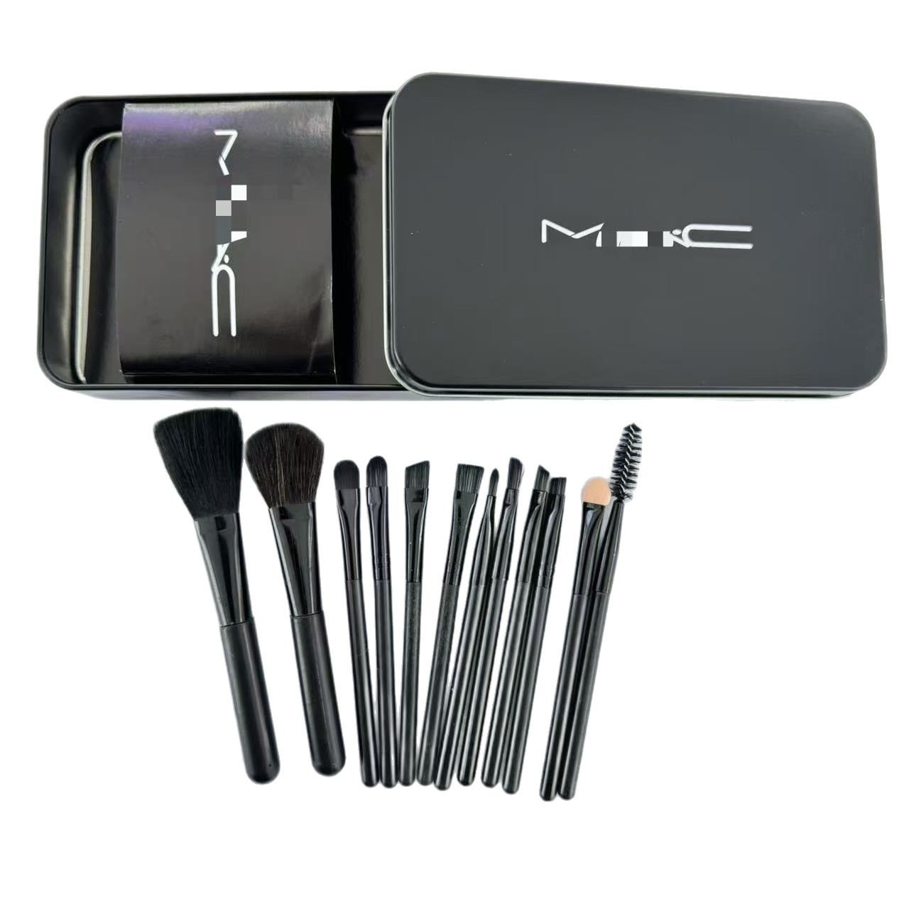 Juego de brochas de maquillaje de 12 piezas en caja de hierro, juego portátil de nivel básico, juego de brochas de maquillaje de nailon multifuncional y portátil