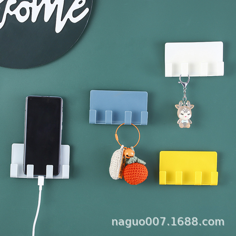 J-shaped multi-purpose hook multi-function key chain coat cap adhesive rack seamless double-sided adhesive hook mobile phone holder