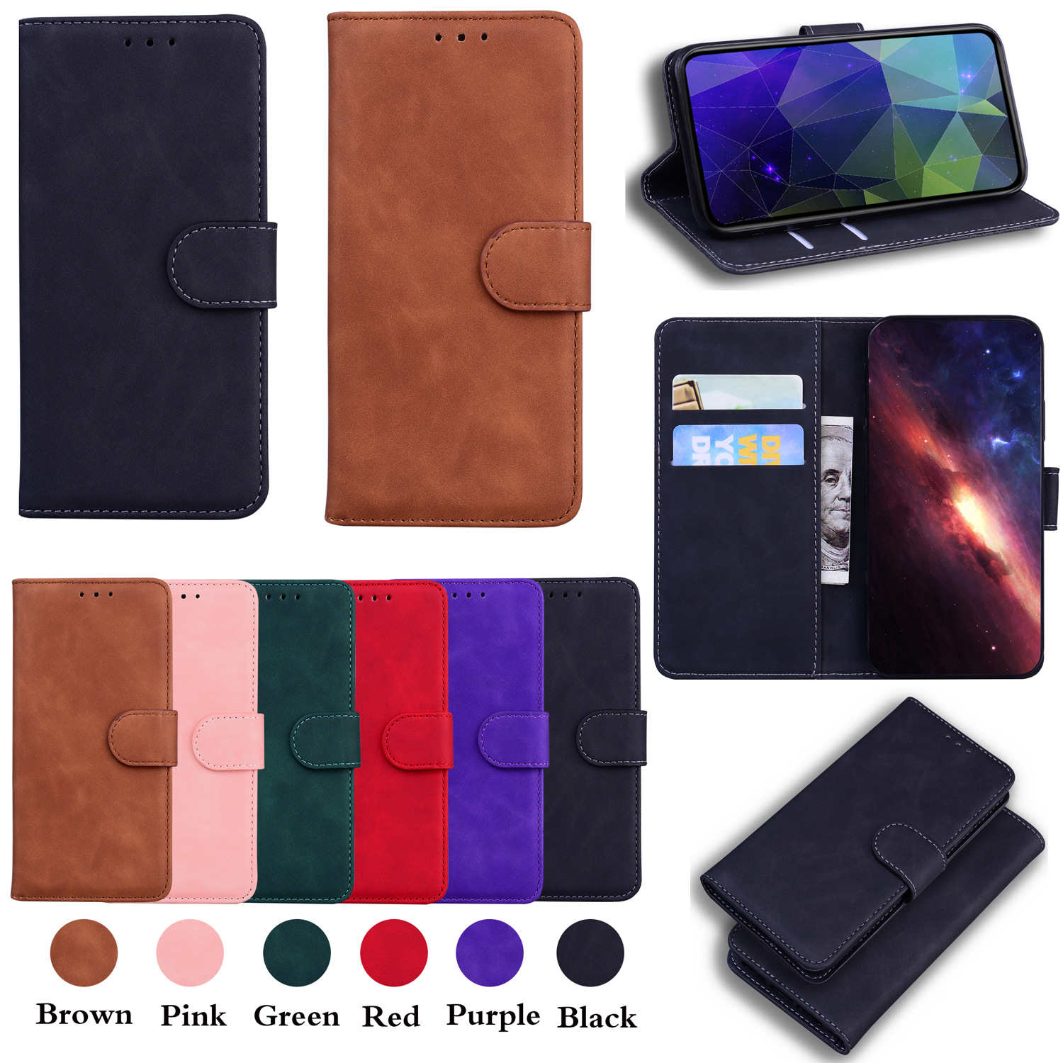 Suitable for Samsung F16 F15 F04 Bracket J6 2018 Card J4 J6 Plus J2 Core Protective Leather Case