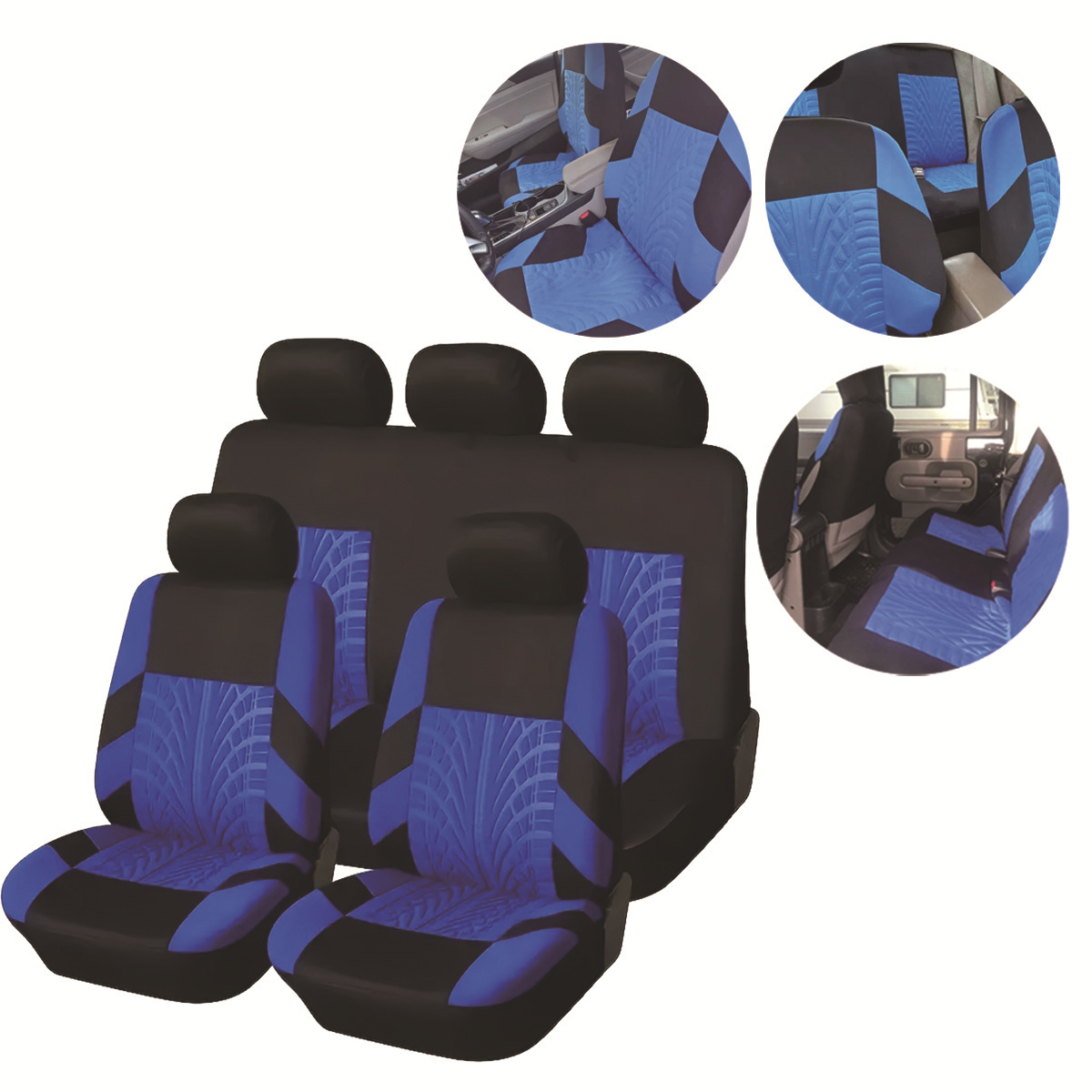 Simple cubierta de asiento universal prensado cubierta de asiento de tela marca de flores cuatro estaciones cojín de asiento de automóvil general de cinco asientos 9 piezas