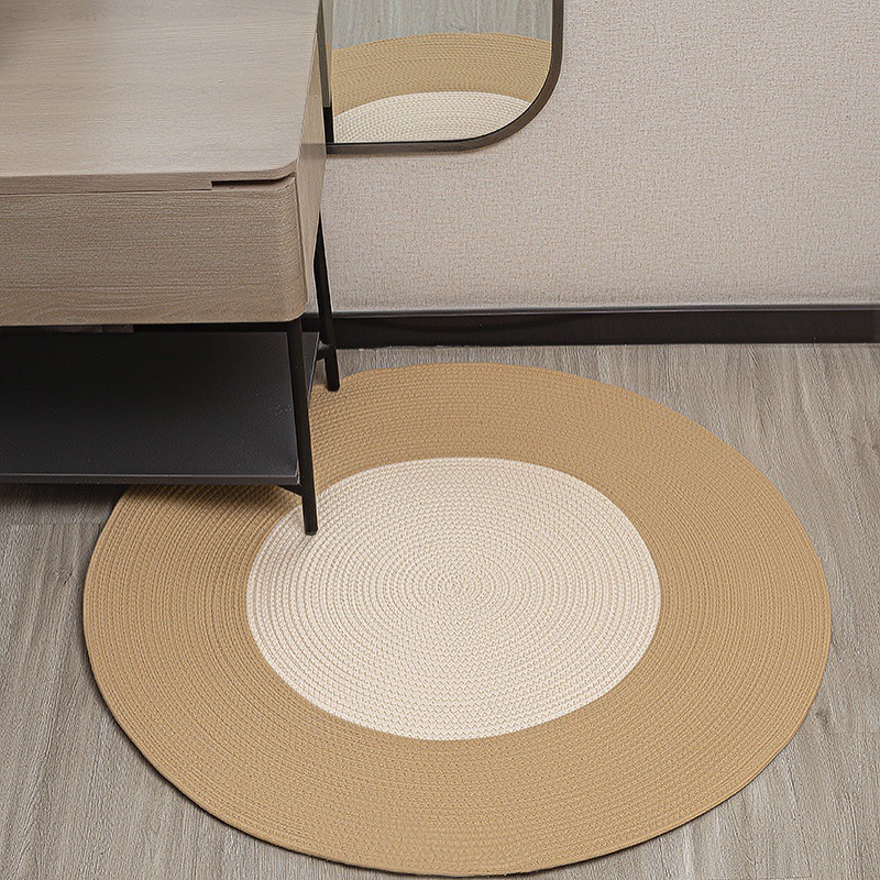 Estera de tejido simple sala de estar dormitorio estera antideslizante estera de estera redonda estera de estera de cama retro estera de estera al por mayor