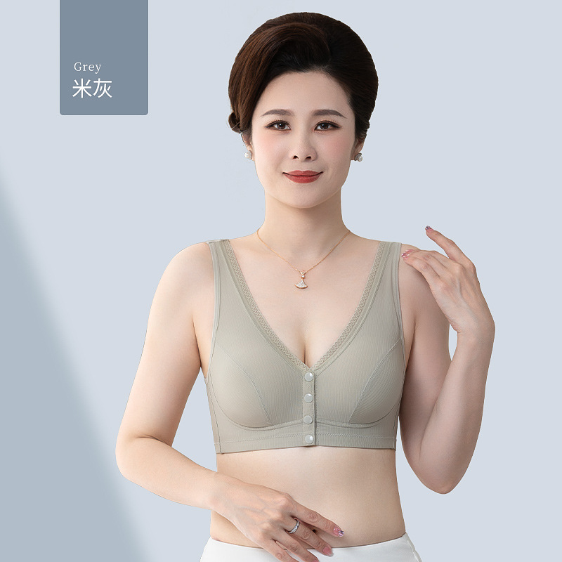 Ropa interior para madres verano delgado sin anillo de acero sujetador con hebilla delantera mujeres de mediana edad y ancianos ropa interior de sujetador estilo chaleco de talla grande