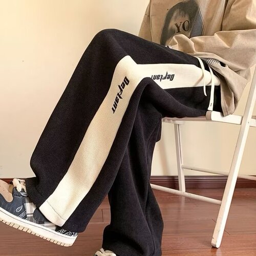 American Retro Brown Corduroy Casual Loose Men's Straight Leg Pants 2024 Autumn Trend Brand Sports Pants