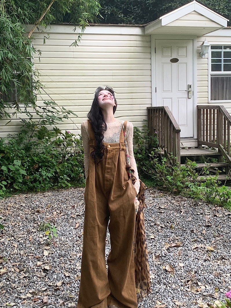 美拉德阔腿背带裤女2025秋季新款复古设计感宽松直筒拖地休闲长裤