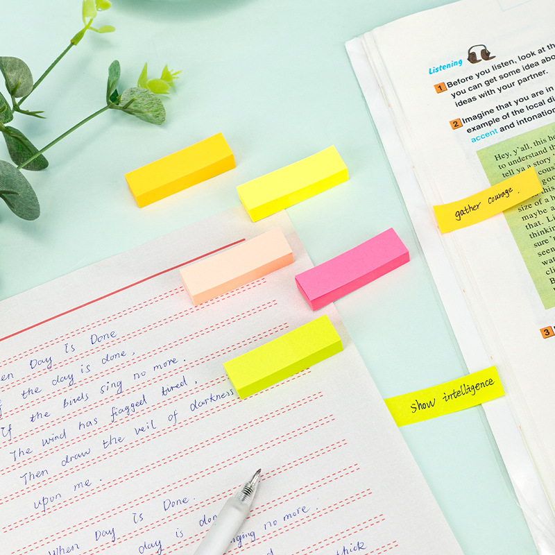 Deli 7154 notas adhesivas fluorescentes Pepsi nota pegatinas color aviso pegatinas 5 colores mano pegatinas tira nota