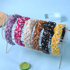 廠家直銷批發 歐美跨境熱銷編織發箍 高級感拼接撞色時尚頭箍