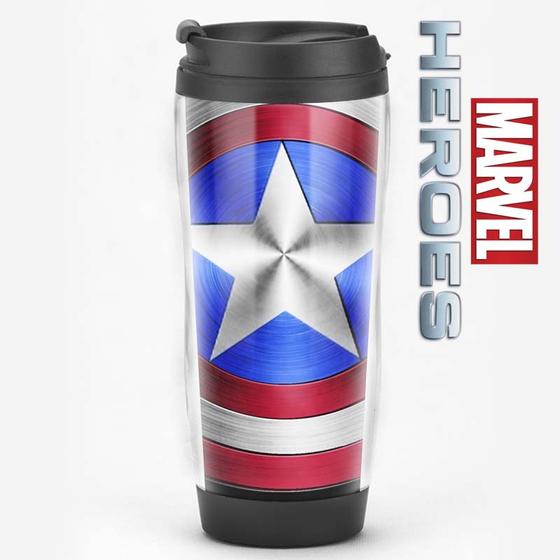 Equipo de EE. UU. Película de superhéroes que rodea al Capitán América Regalos Recuerdos de los fanáticos Taza de agua Taza de café con tapa