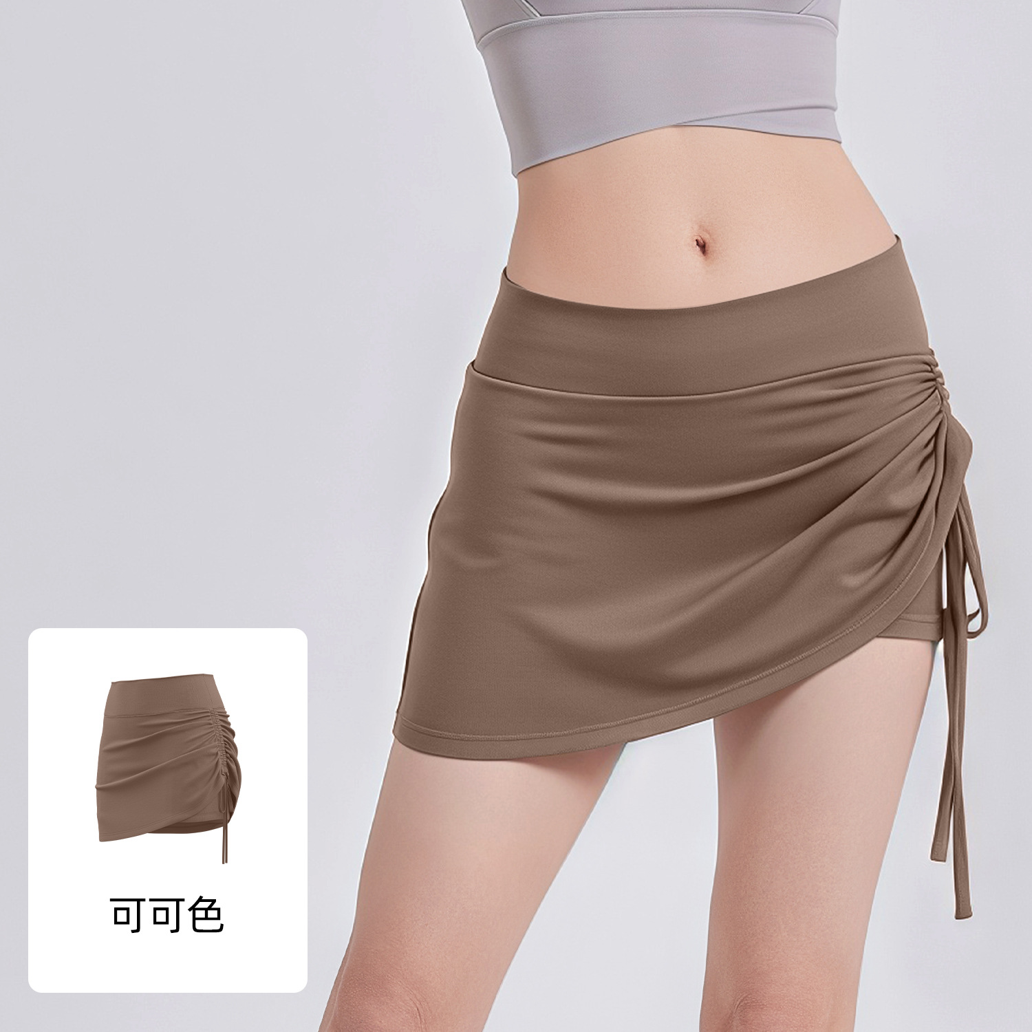 Ju Yi Tang nuevo vestido deportivo arrugado vestido corto para mujeres caminando desnudo cintura alta caderas correr falsas dos pantalones de yoga de verano