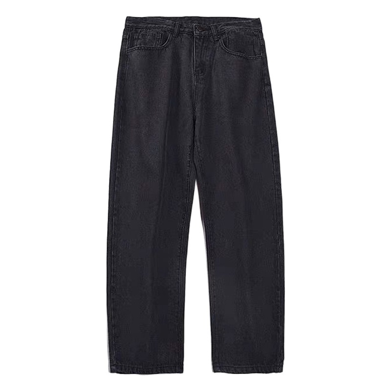 Hong Kong estilo retro pantalones vaqueros de color claro de los hombres sueltos todo partido casual de moda de pierna ancha Pantalones rectos de los hombres de la calle