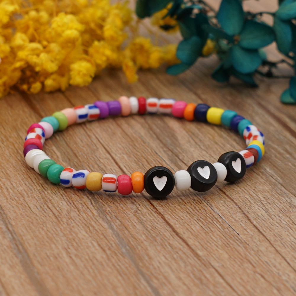 Bohemian Style Simple Glass Colored Millet Beads Letter Beaded Bracelet display picture 25