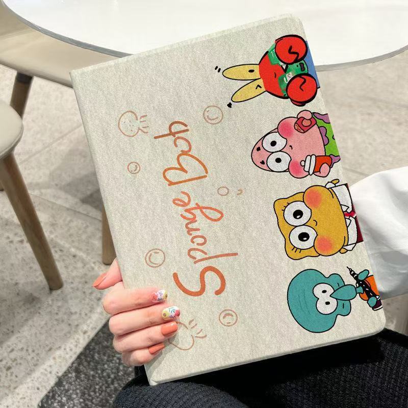 iPad Protective Case Air6/5/7 Spongebob Pro 11inch Book-Style Case 10.2/8/9/10 Sixth Generation 9.7