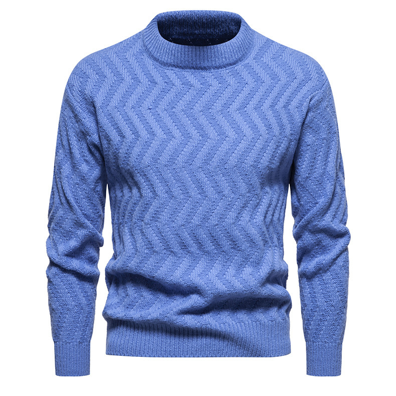 Pulover tricotat nou pentru bărbați, toamnă și iarnă, pulover la modă și călduros, pulover slim fit, pulover de bază_voghion.com