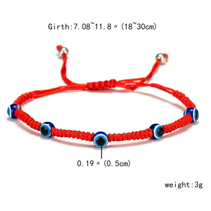 Braccialetto regolabile intrecciato a mano con corda rossa con occhi neri e blu, vendita calda_voghion.com